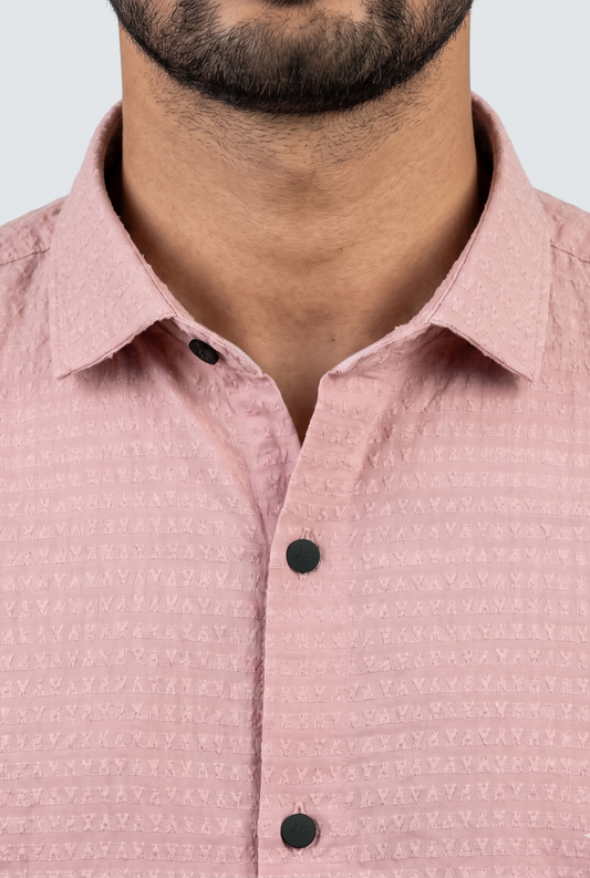 Men's Trendy Textured Shirt-Pink(1724)
