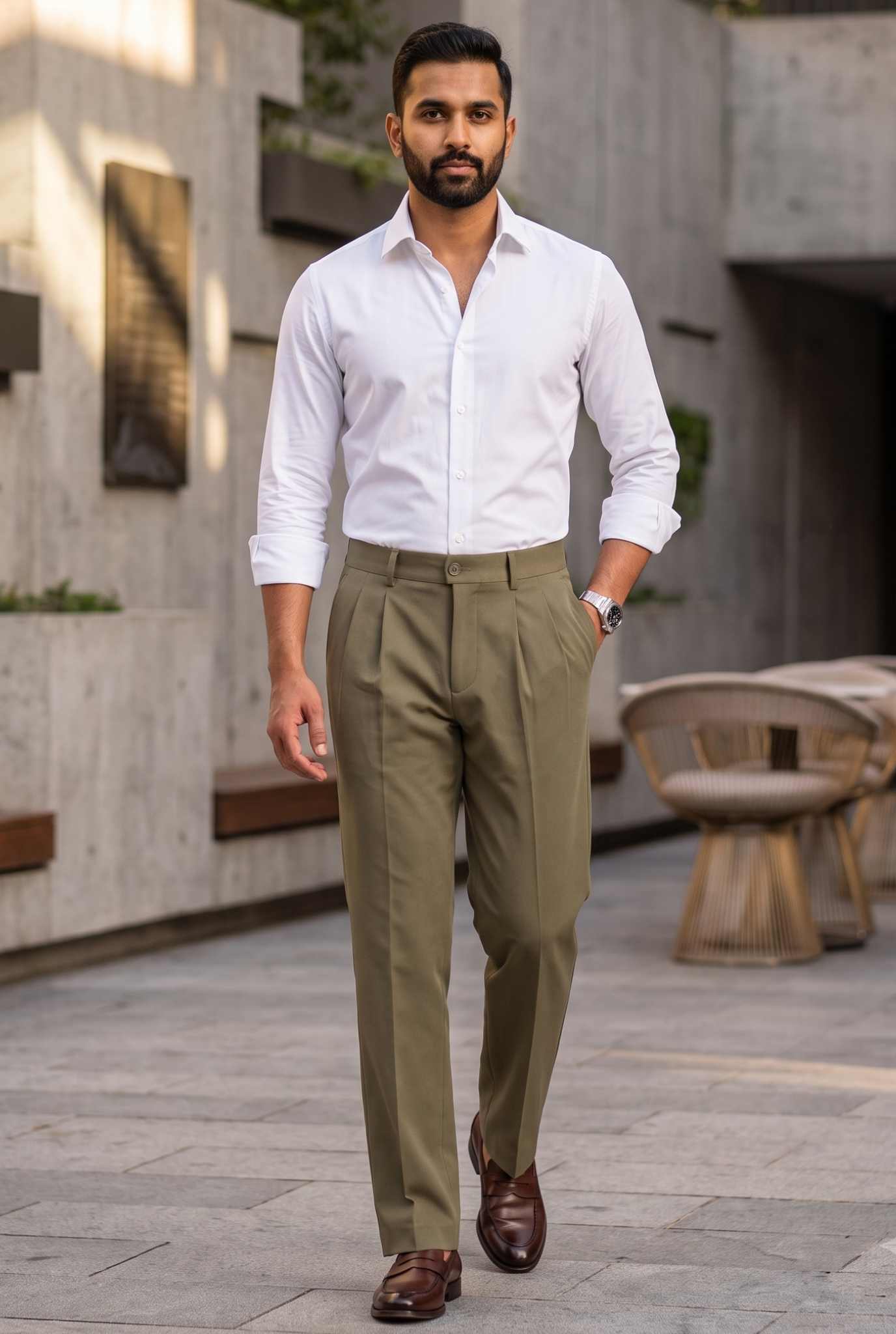 Men's Mehandi Straight Fit Gurkha Trouser –(0004)