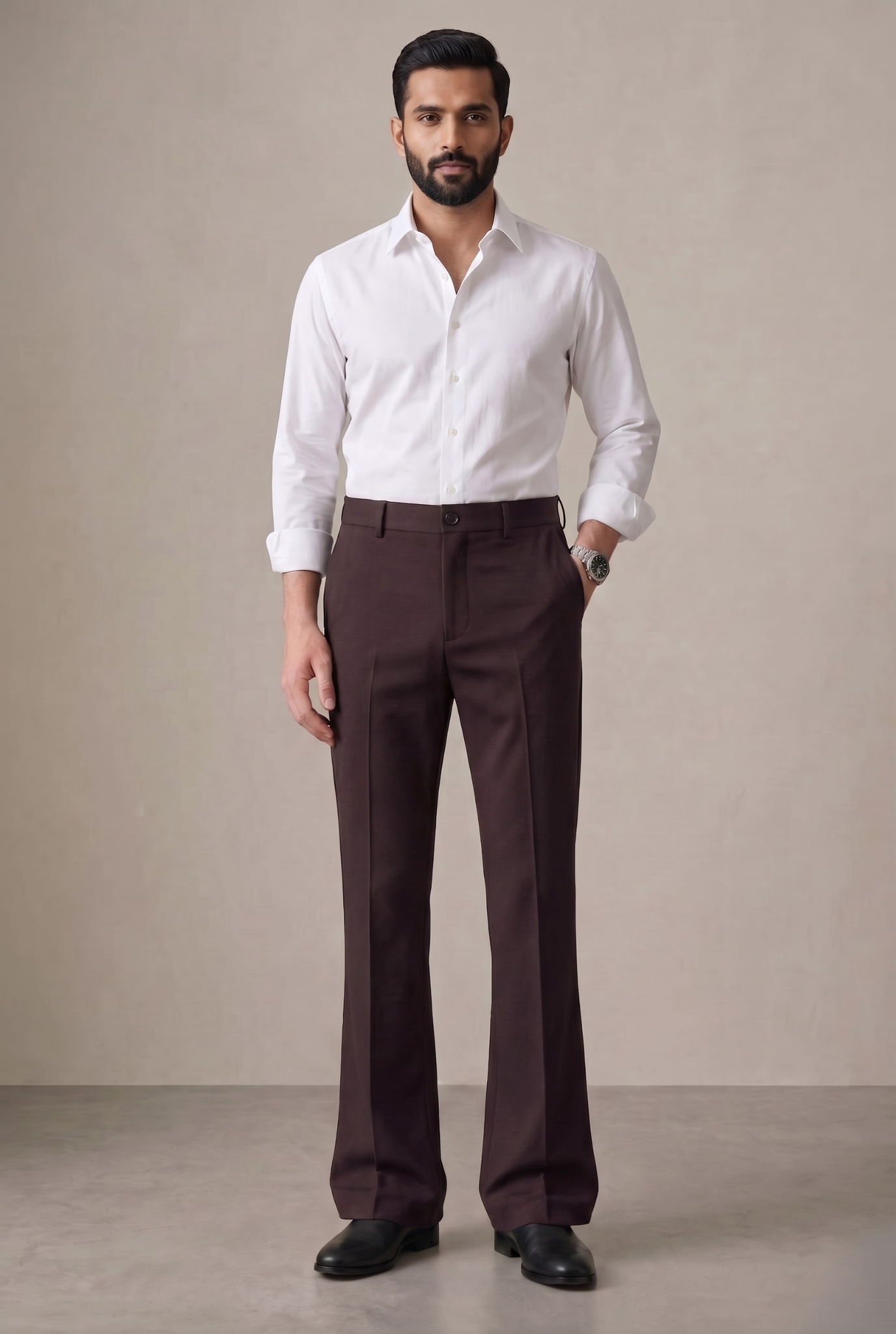 Men’s Trendy Dark Purple Korean Bootcut Trouser-(0002)