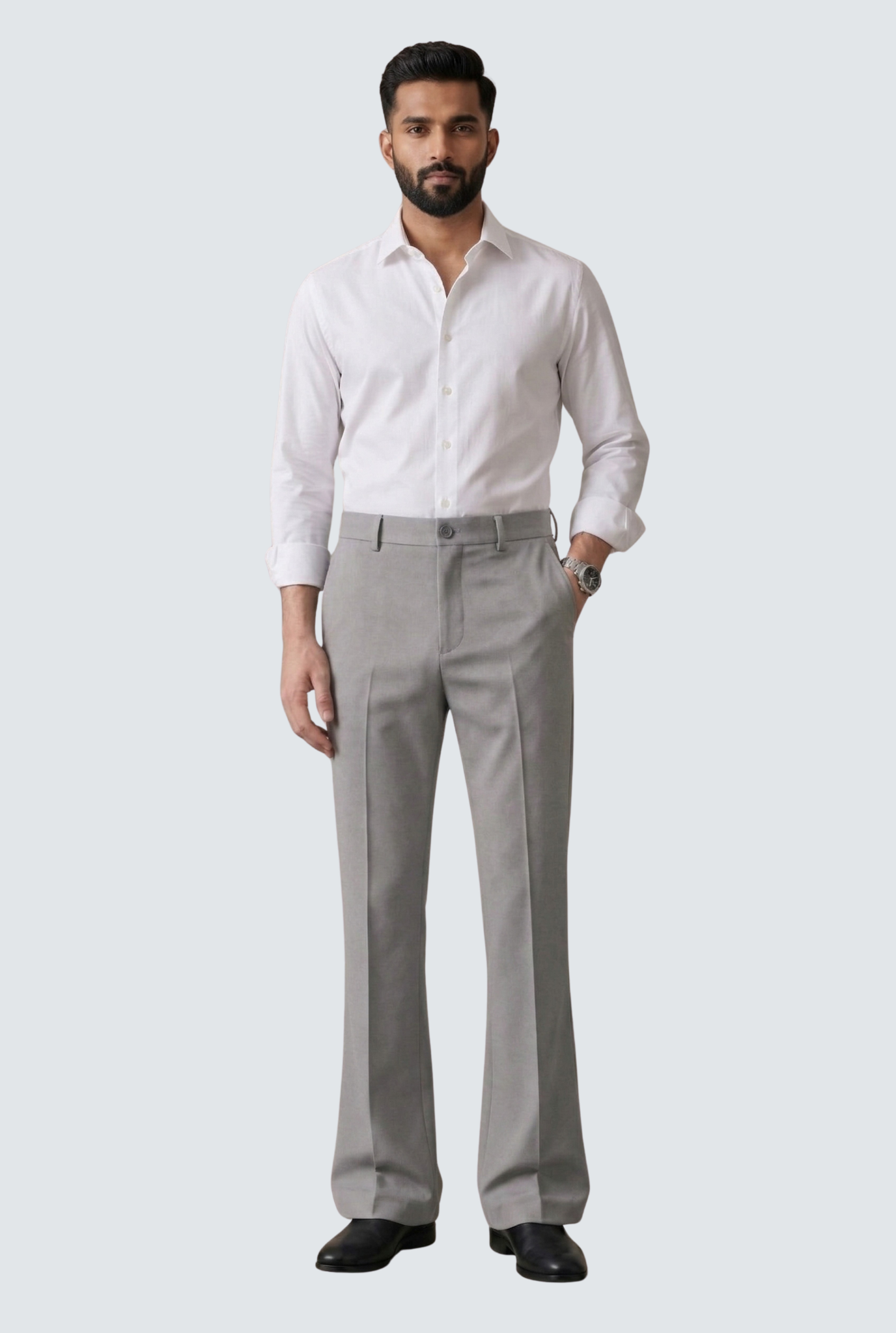 Men’s Trendy Light Grey Korean Bootcut Trouser-(0002)