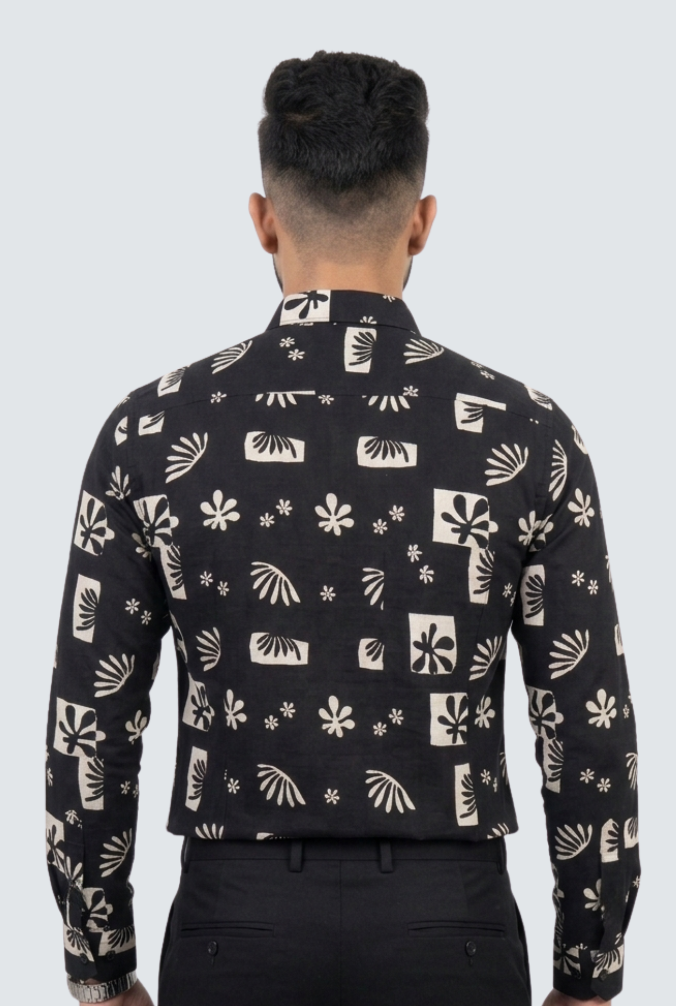 Black Cotton Dobby Print Shirt (1821)