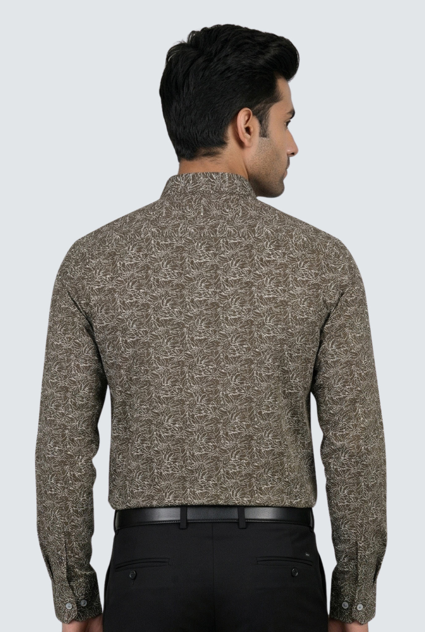 Men’s Elegant Brown Floral Print Shirt -(1840)
