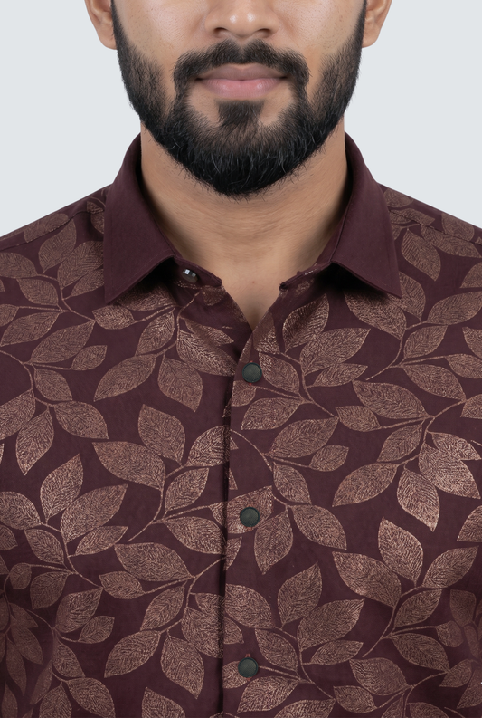 Smart Casual Designer Shirt for Men-Wine(1862)