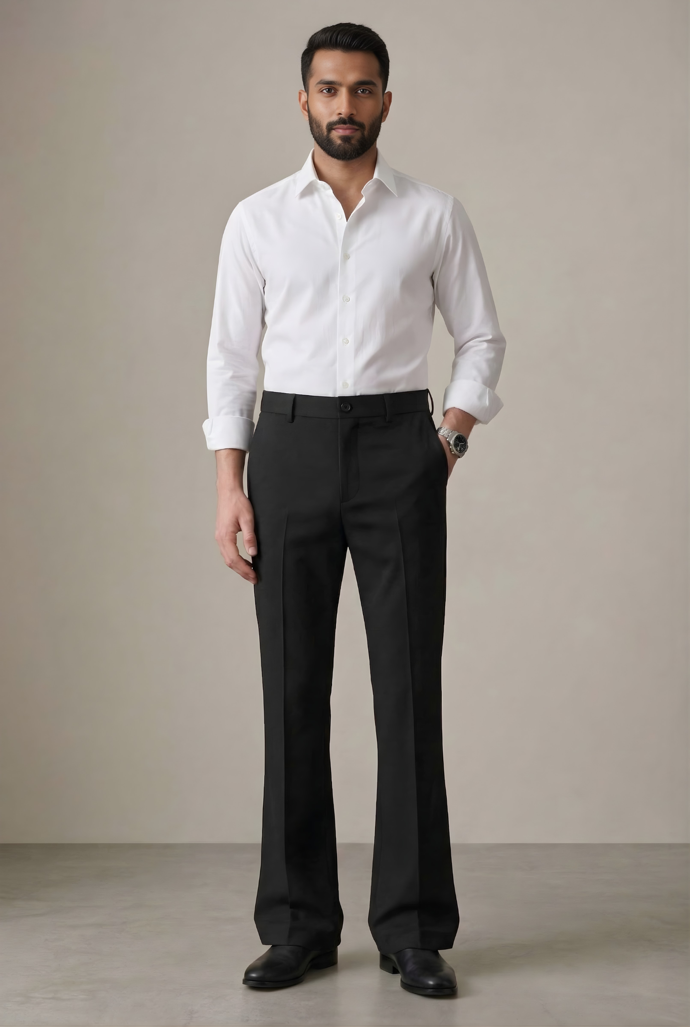 Men’s Trendy Black Korean Bootcut Trouser-(0002)