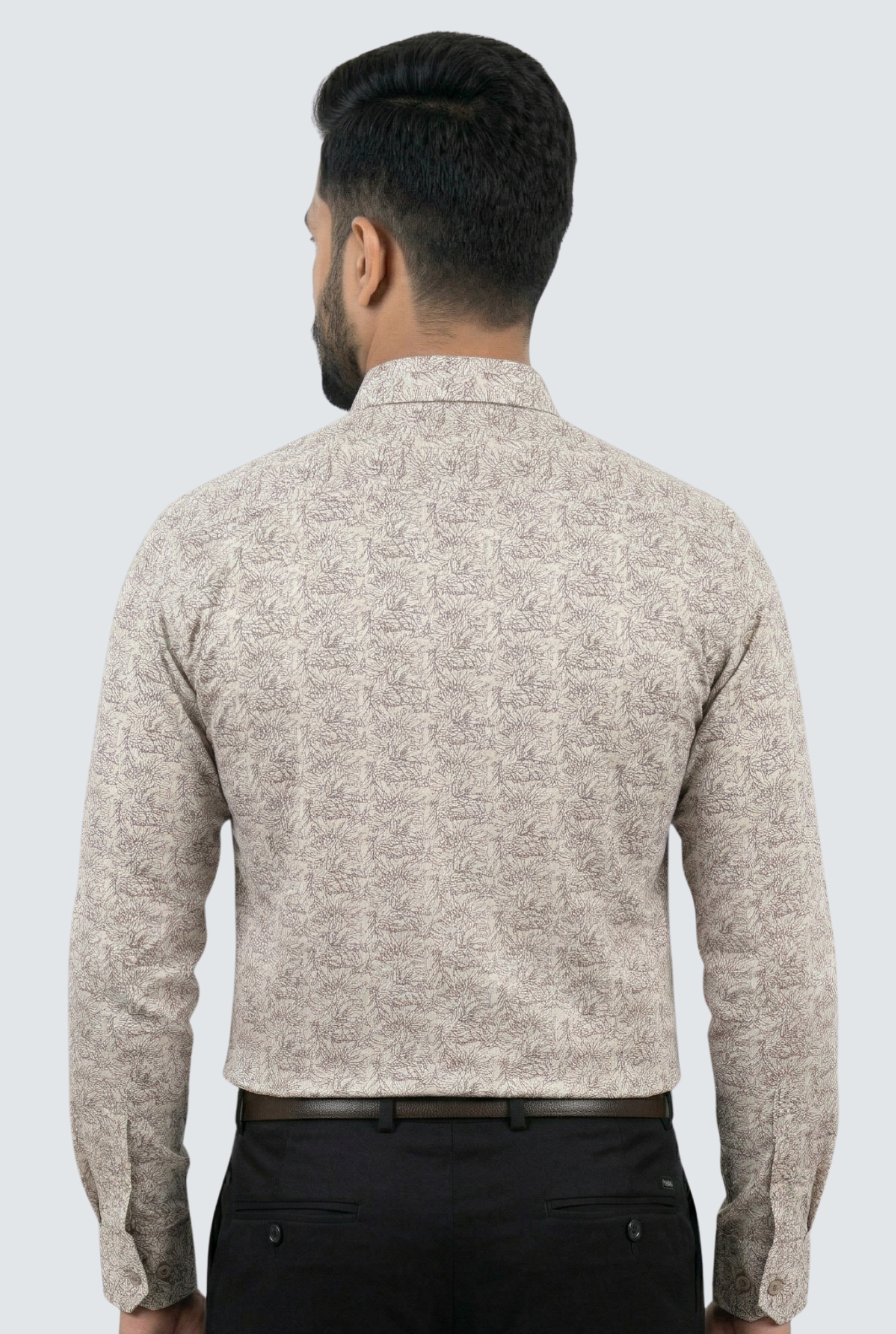 Men’s Elegant Cream Floral Print Shirt -(1840)