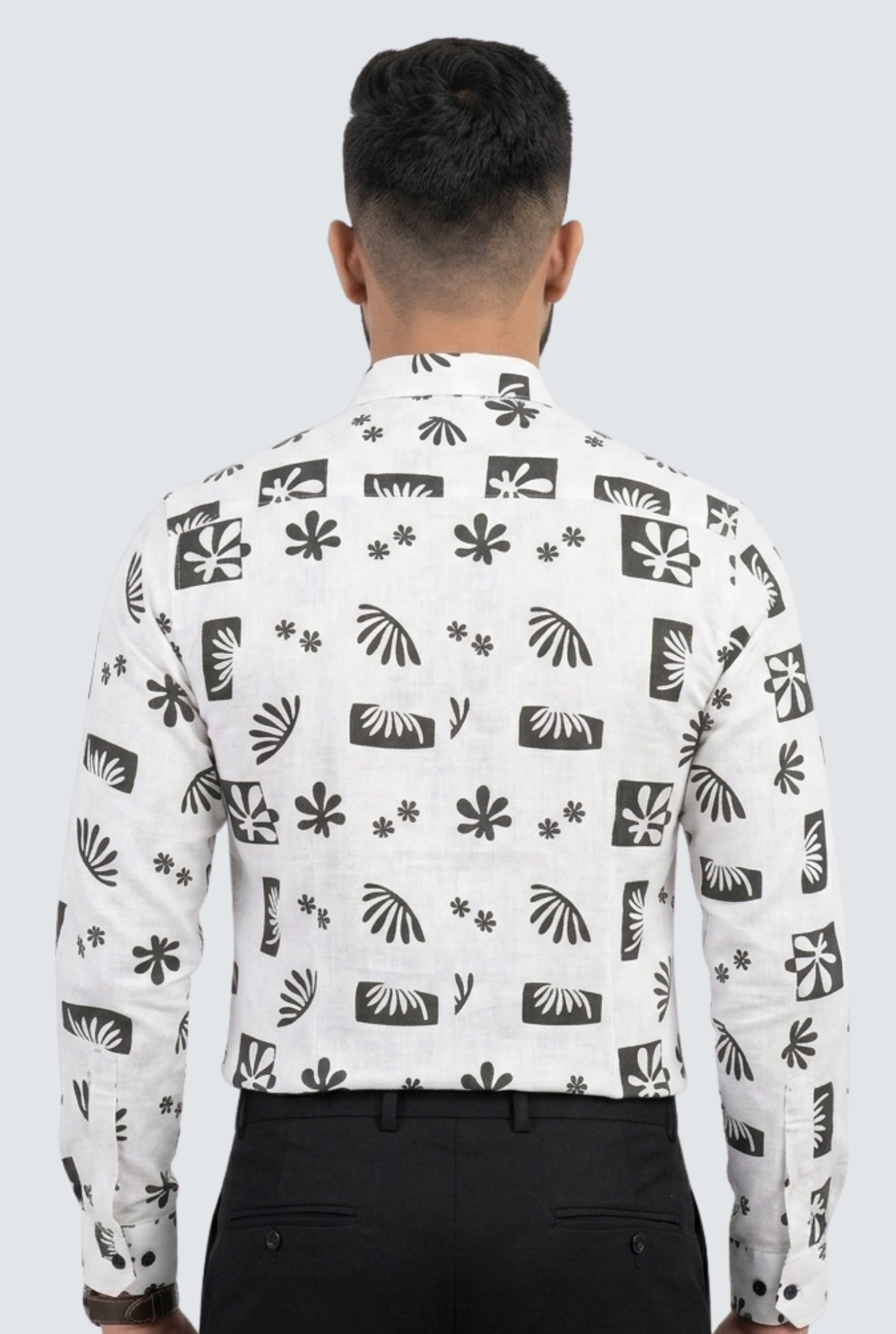 White Cotton Dobby Print Shirt (1821)