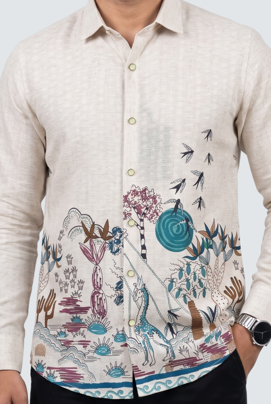 Trendy Nature Artwork Shirt for Men-Purple (1854)