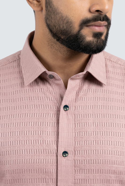 Men’s Trendy Pink Full Sleeve Shirt- (1868)