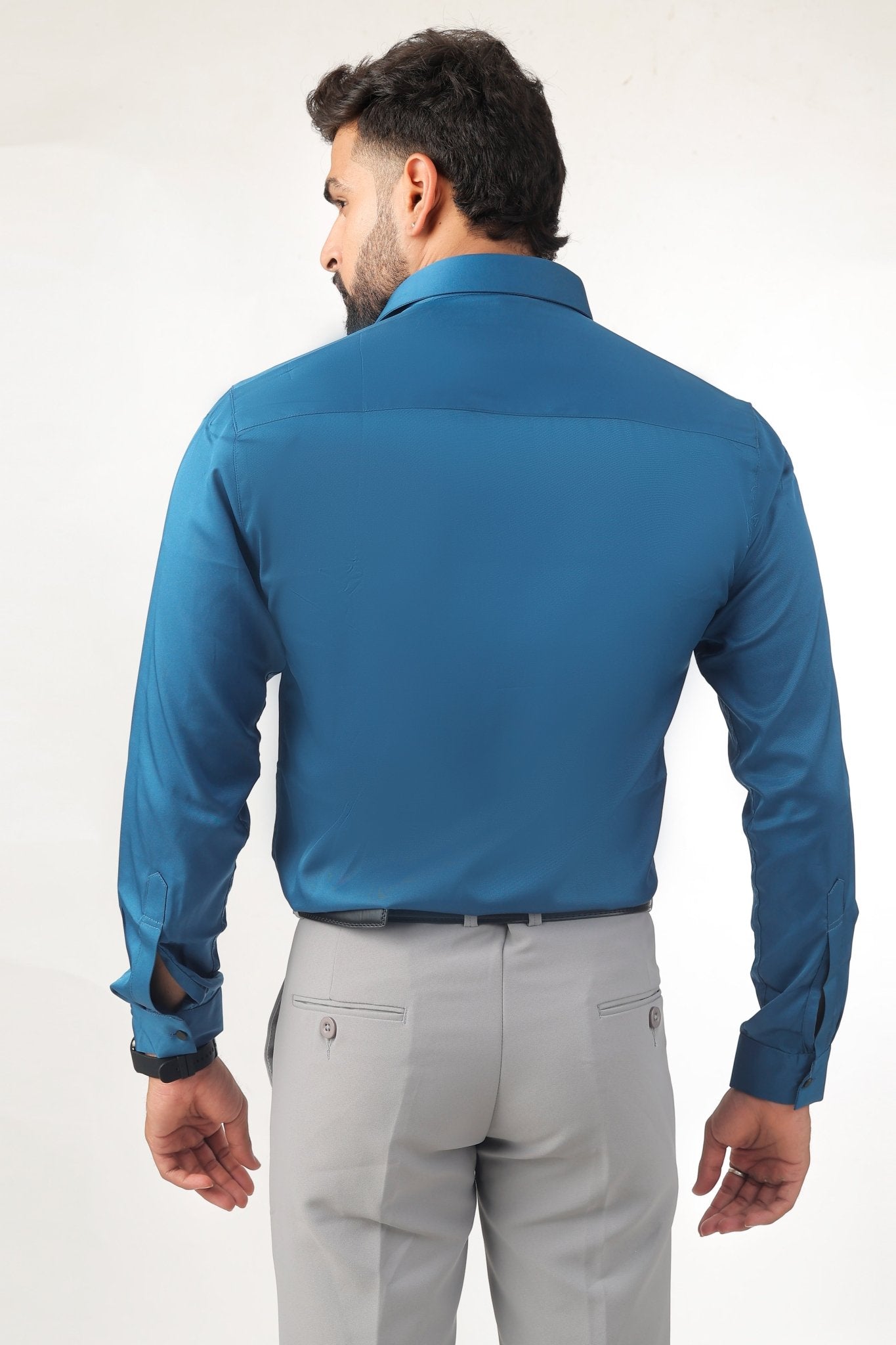 Men’s Premium D Blue Satin Shirt – Smart Fit - Kites Club