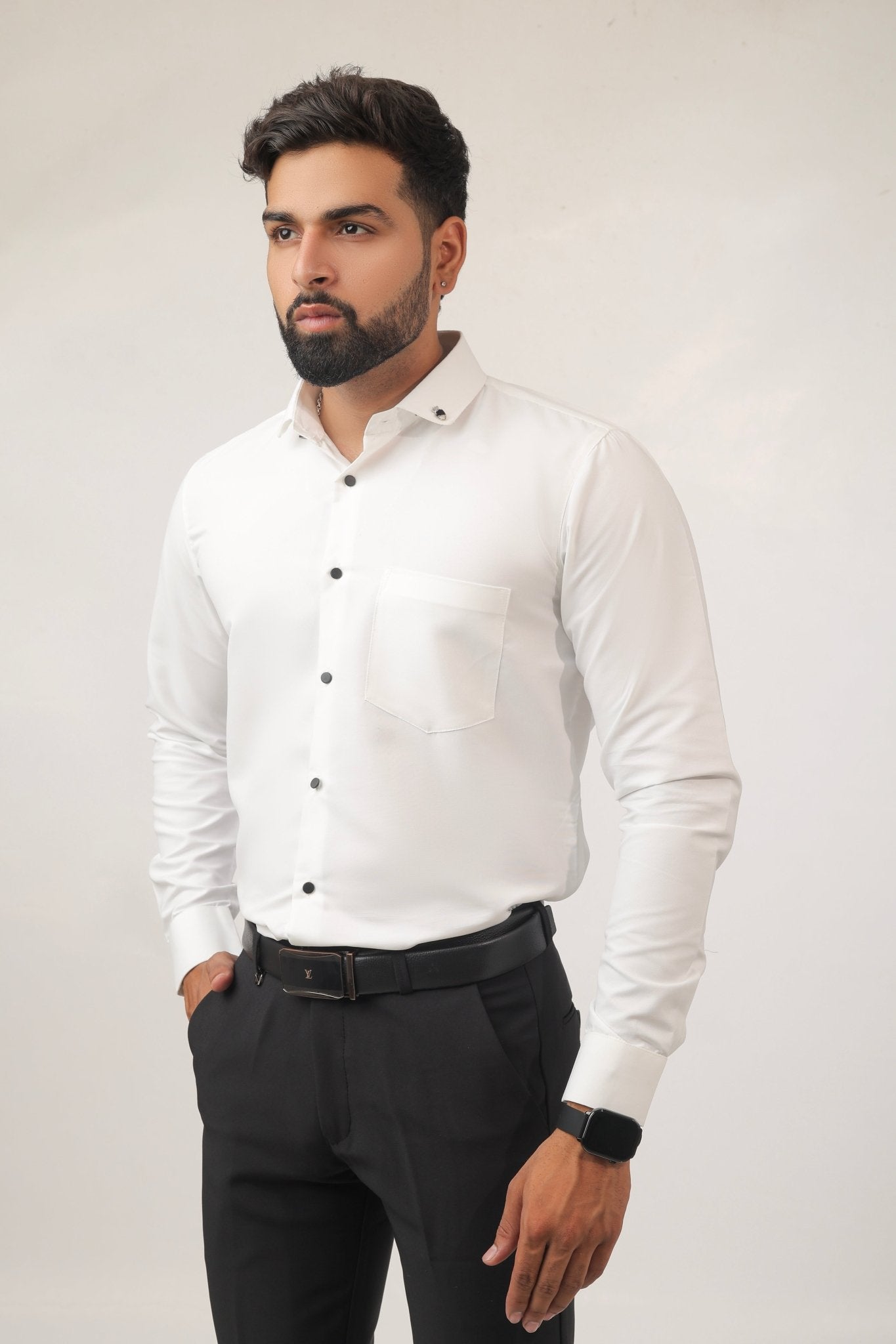White Cotton Men's Shirt – Timeless Slim Fit Classic - Kites Club