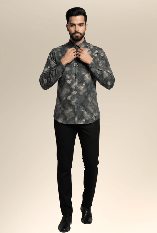 Men’s Digital Floral Printed Shirt – Stylish Full Sleeve Casual Wear - Kites Club