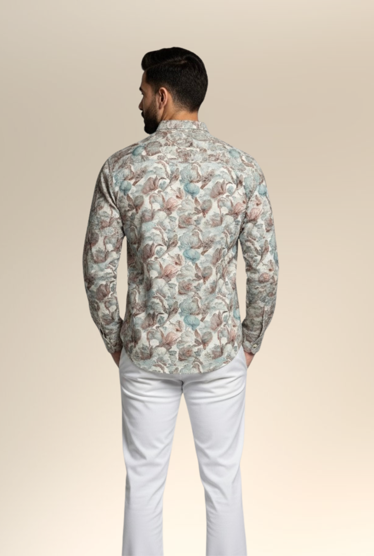 Men’s Natural Linen Floral Printed Shirt – Breathable & Timeless Style
