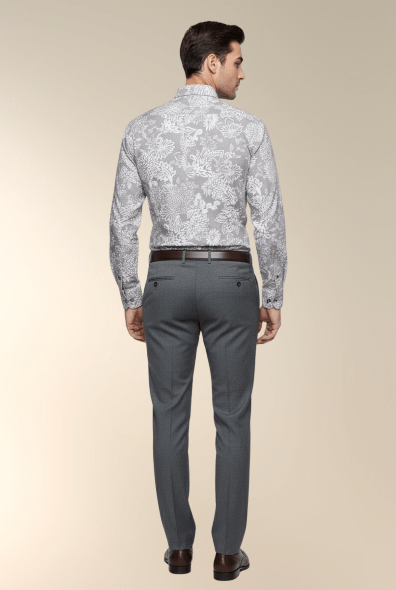 Cotton Floral Printed Shirt for Men – Light Purple with White Print, Smart Casual Style