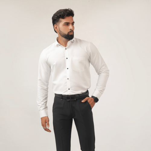 White Cotton Men's Shirt – Timeless Slim Fit Classic - Kites Club