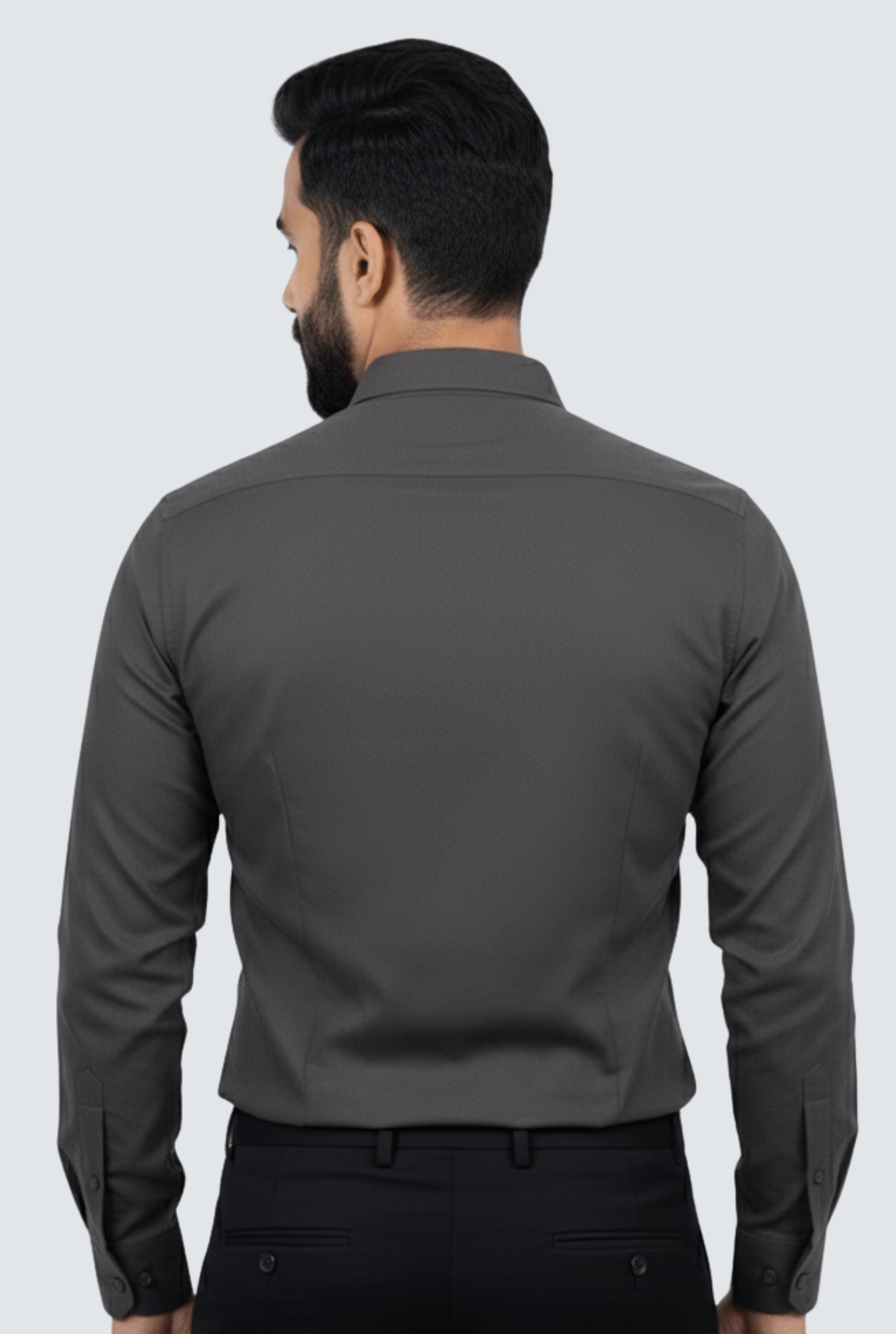 Dark Grey Cotton Men’s Shirt – Modern Slim Fit - KITES CLUB