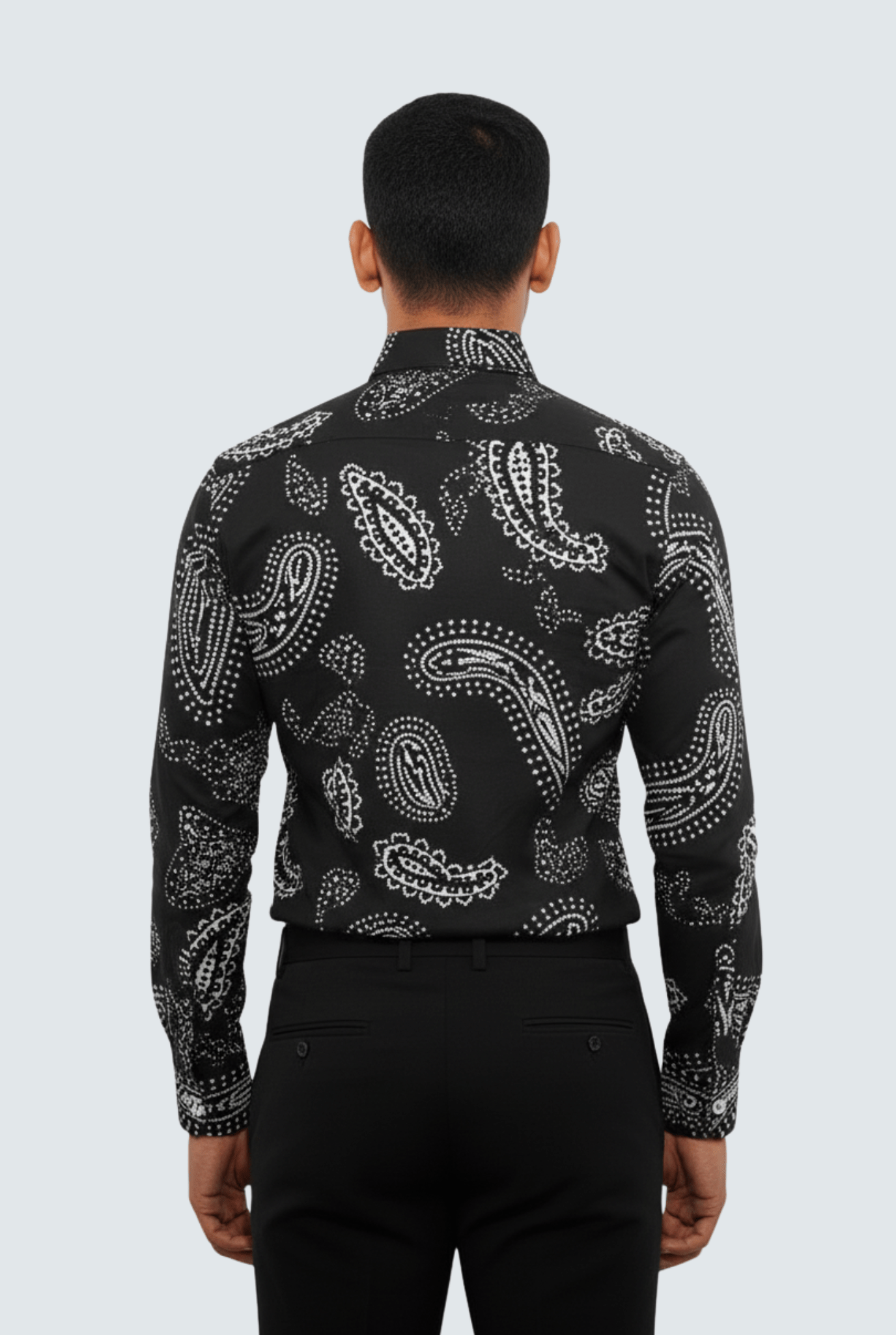 Men’s Black Cotton Printed Shirt – Premium Regular Wear(1742) - KITES CLUB