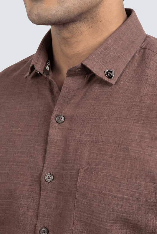 Men’s Brown breathable linen shirt - KITES CLUB