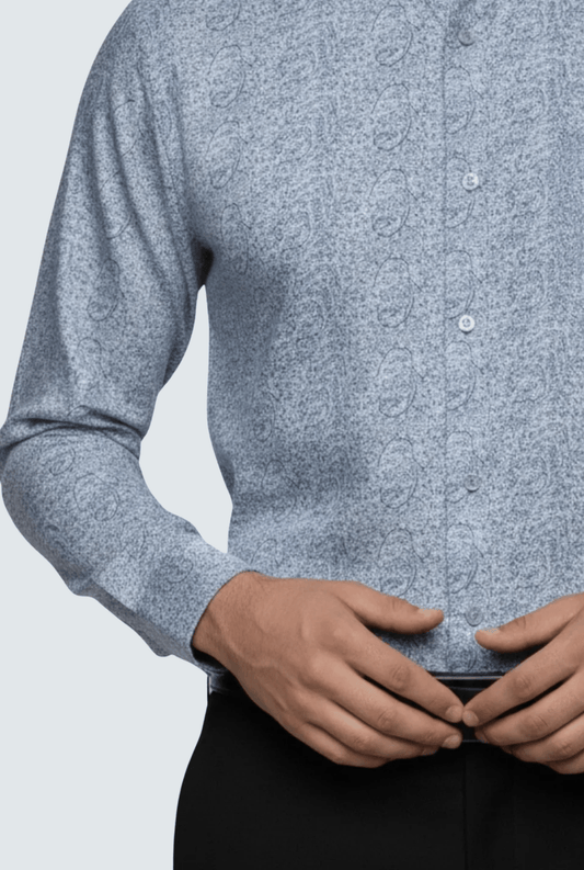 Men’s Light Blue Satin Shirt – Premium Regular Fit(1748) - KITES CLUB