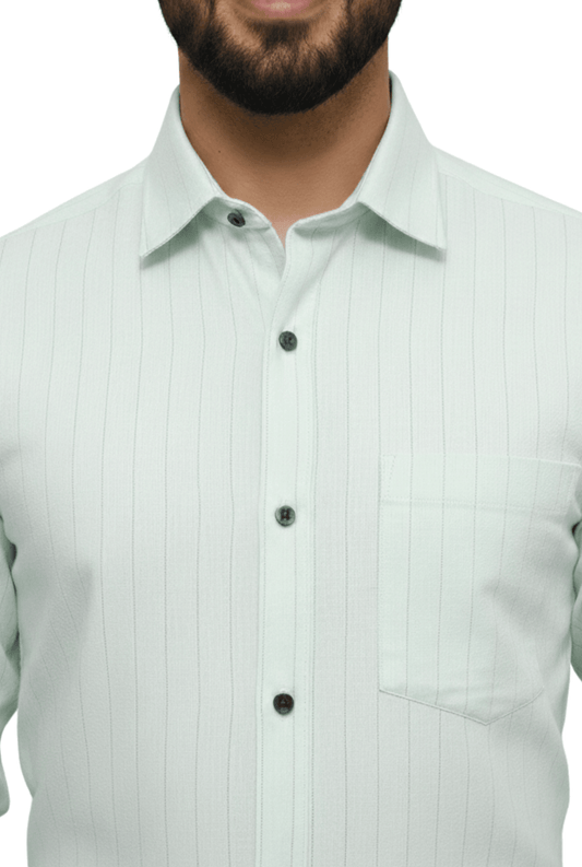 Men’s Mint Green Self Dobby Cotton Shirt (1736) - KITES CLUB