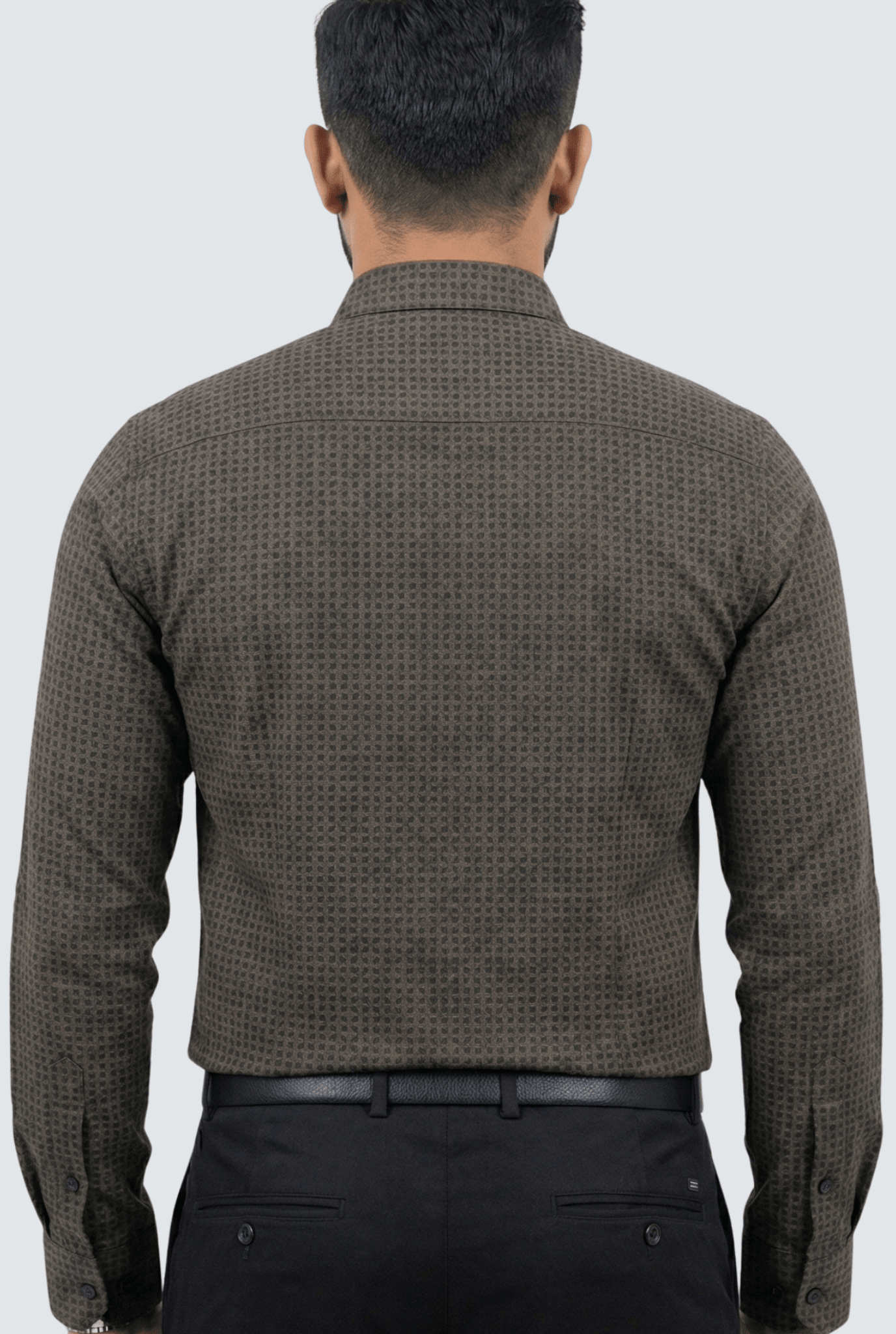 Men’s Oxford Print Cotton Shirt – Classic Brown (1750) - KITES CLUB