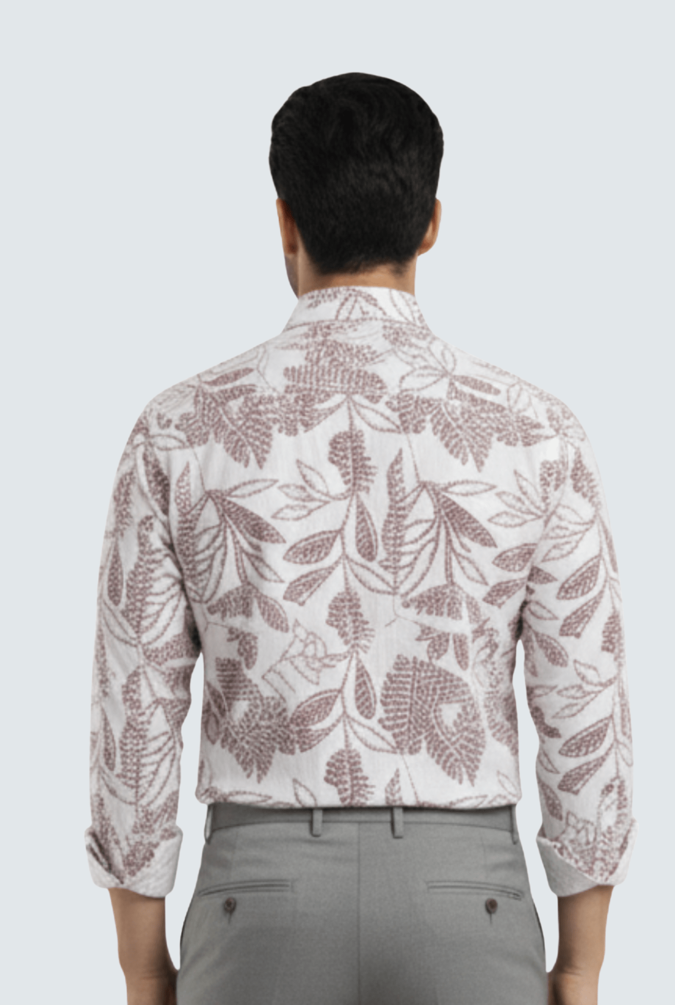 Men’s White Cotton Printed Shirt – Premium Regular Fit (Maroon Print)1745 - KITES CLUB