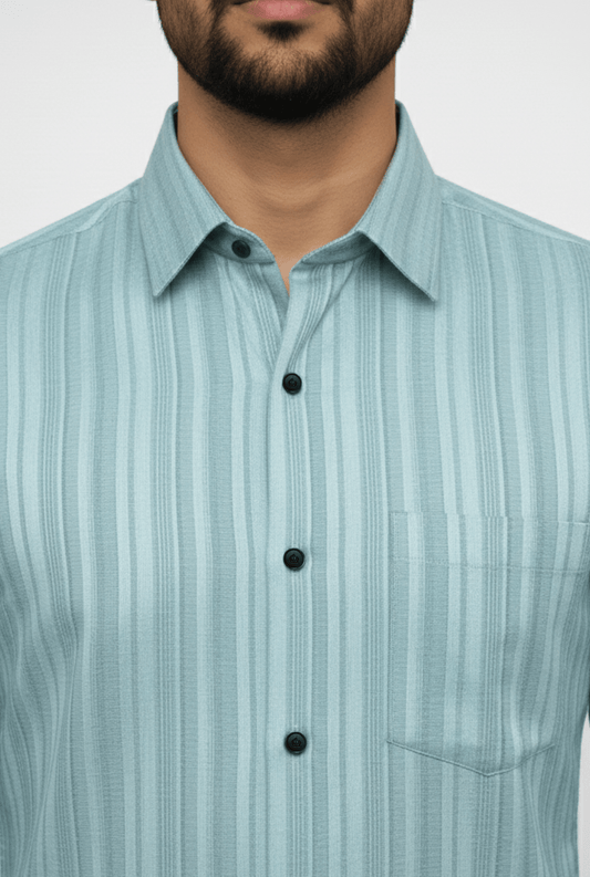 “Mint Aura Self Dobby Textured Formal Shirt” (1737) - KITES CLUB