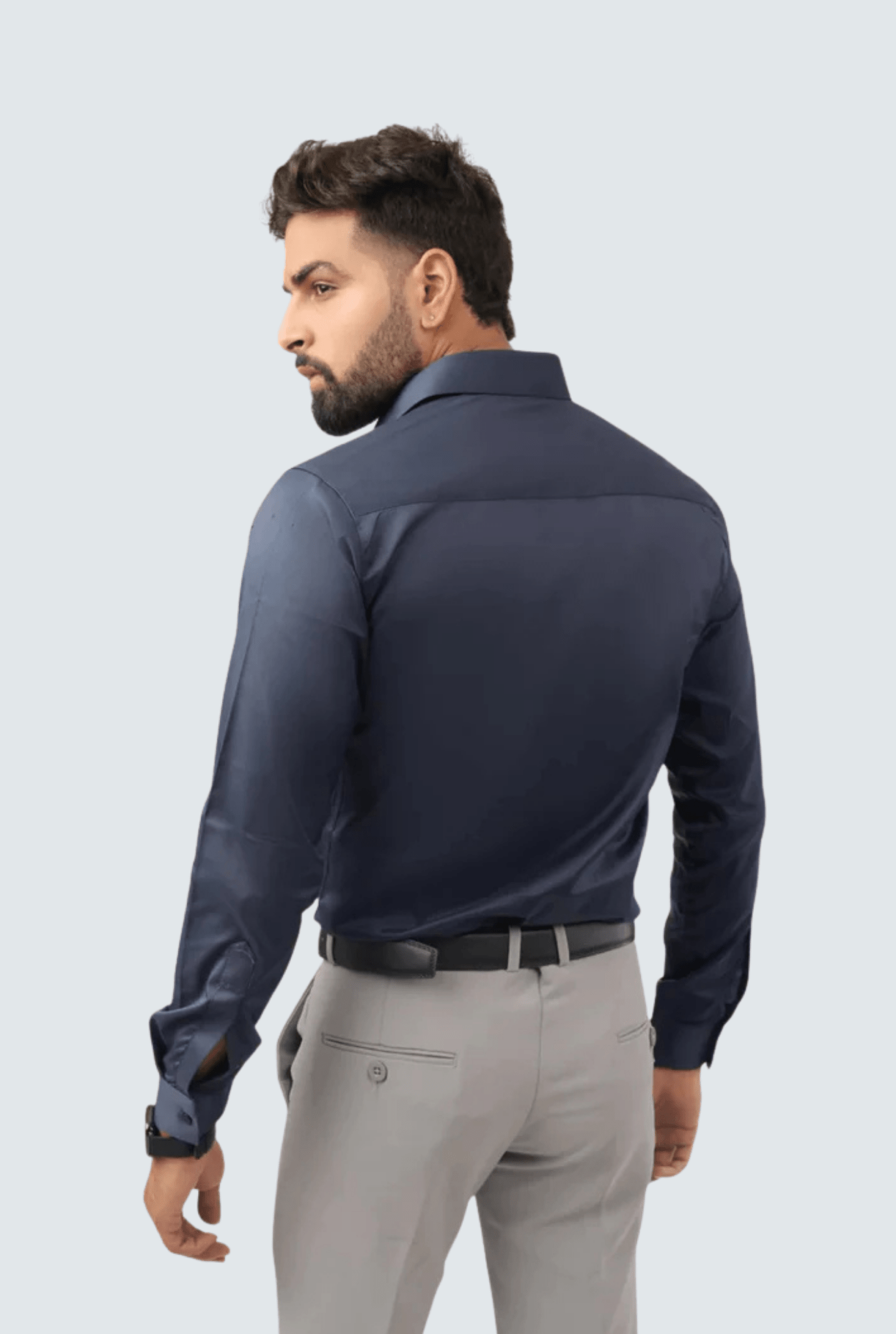 "Navy Blue Satin Men’s Shirt | Kites Club" A - (847) - KITES CLUB