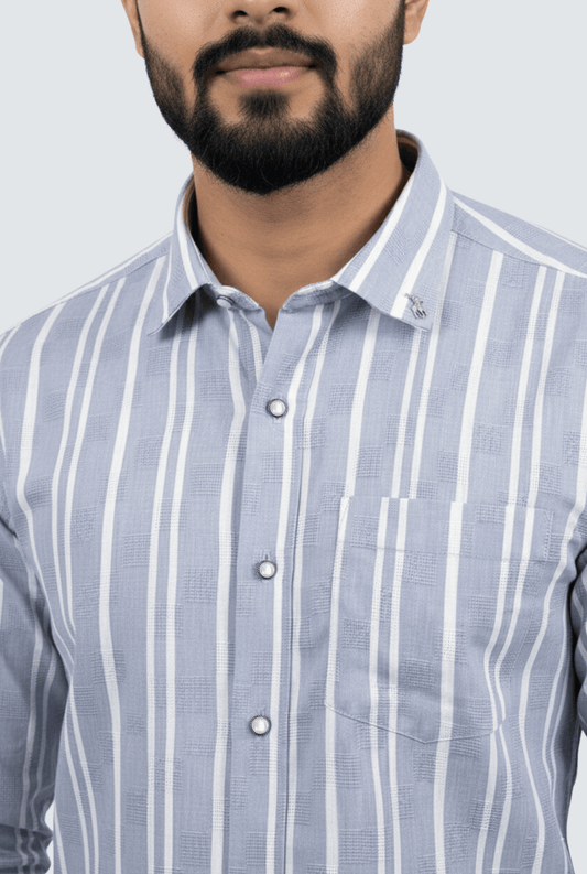 Skyline Blue Dobby Stripe Shirt (1787) - KITES CLUB