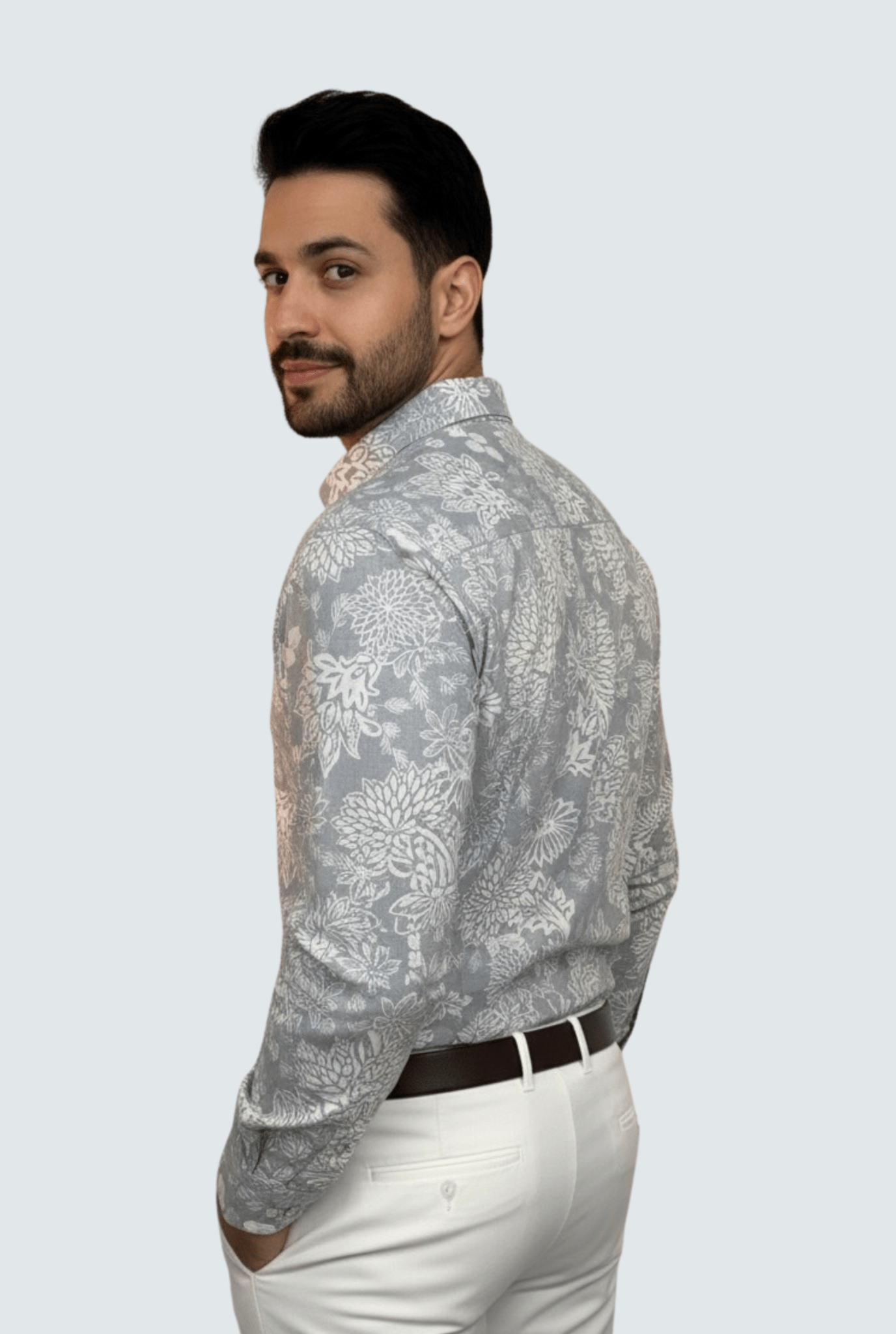 "Stylish Men’s Cotton Floral Blend Printed Shirt " A - (1706) - KITES CLUB