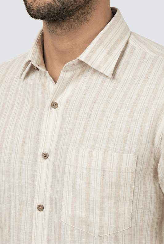 Beige Striped Men’s Shirt: The Perfect Blend of Comfort, Style & Everyday Elegance - KITES CLUB