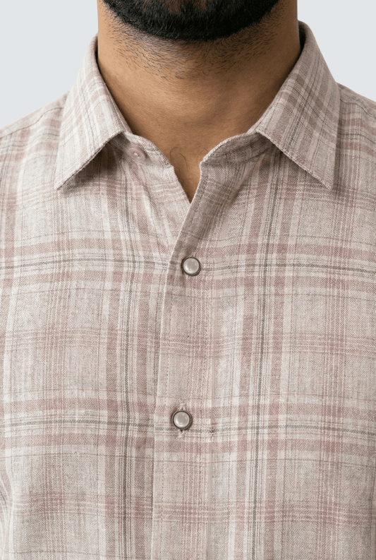 Light Pink Checks Shirt for Men – Premium Soft & Elegant Wear