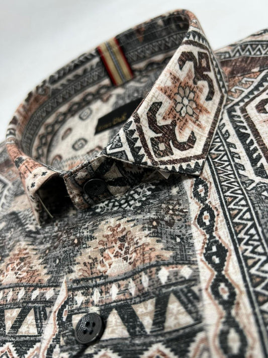 Tribal Printed Shirt for Men | Ethnic Pattern Casual Wear - KITES CLUB