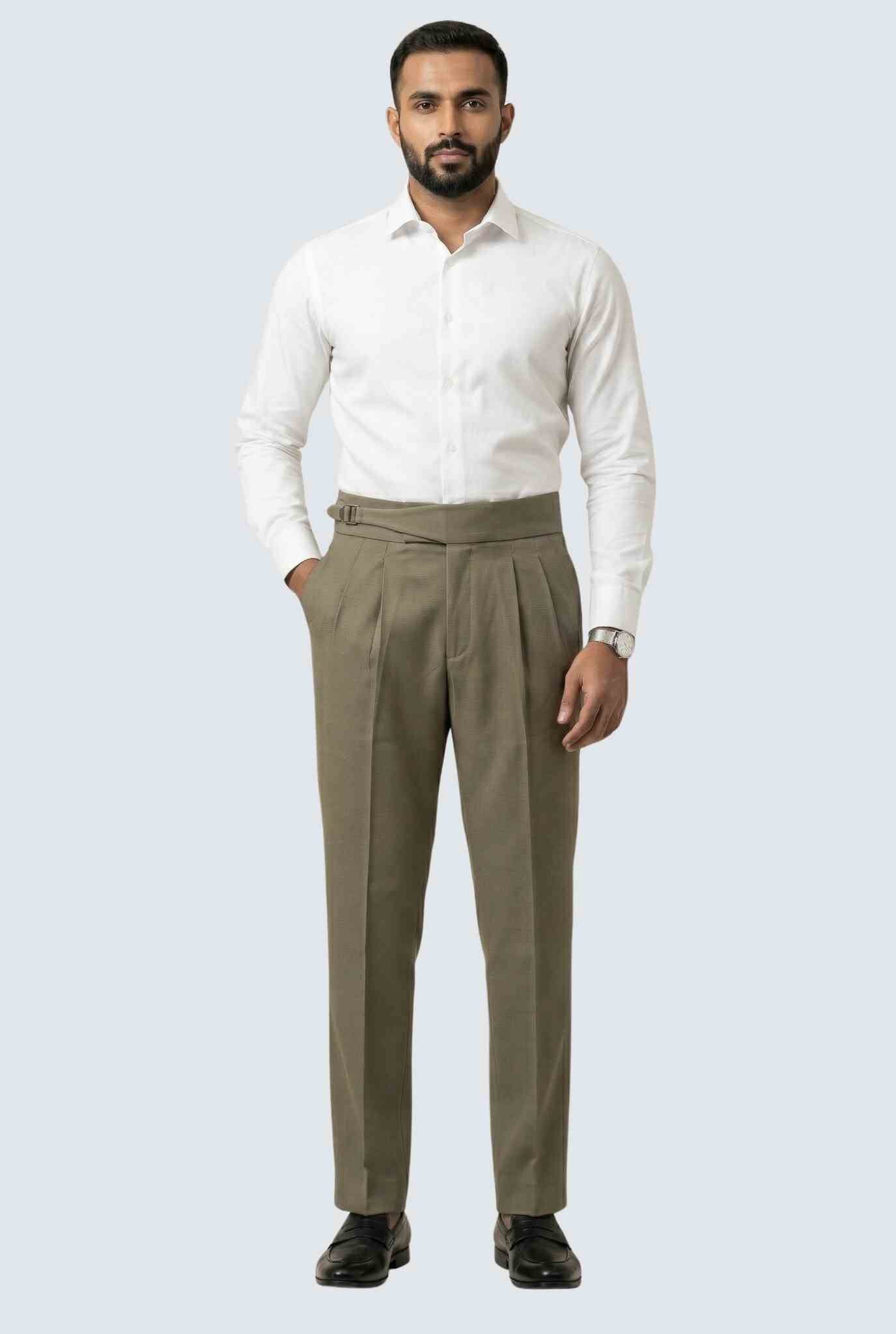 Korean Casual Olive Trouser For Men-Soft Fabric Comfort (0001)