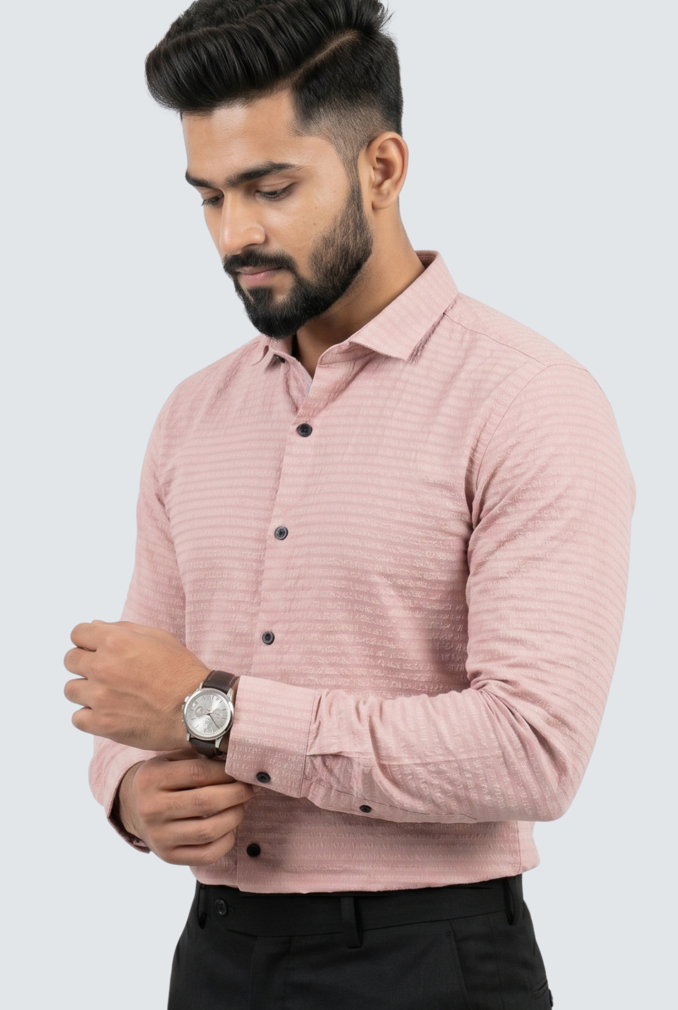 Men's Trendy Textured Shirt-Pink(1724)