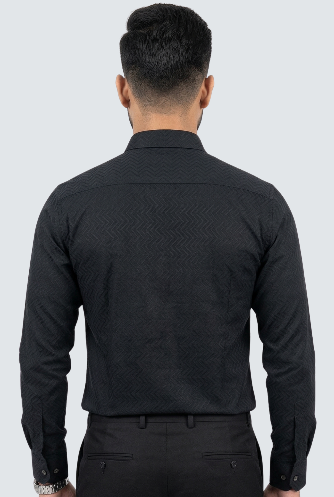 Men’s Elegant Slim Fit Black Dobby Cotton Shirt (1830)