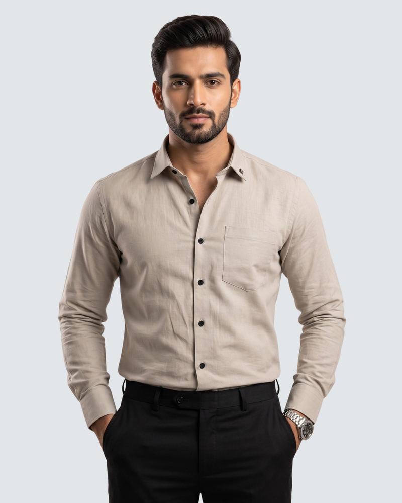 Cream Cotton Shirt-(1262)