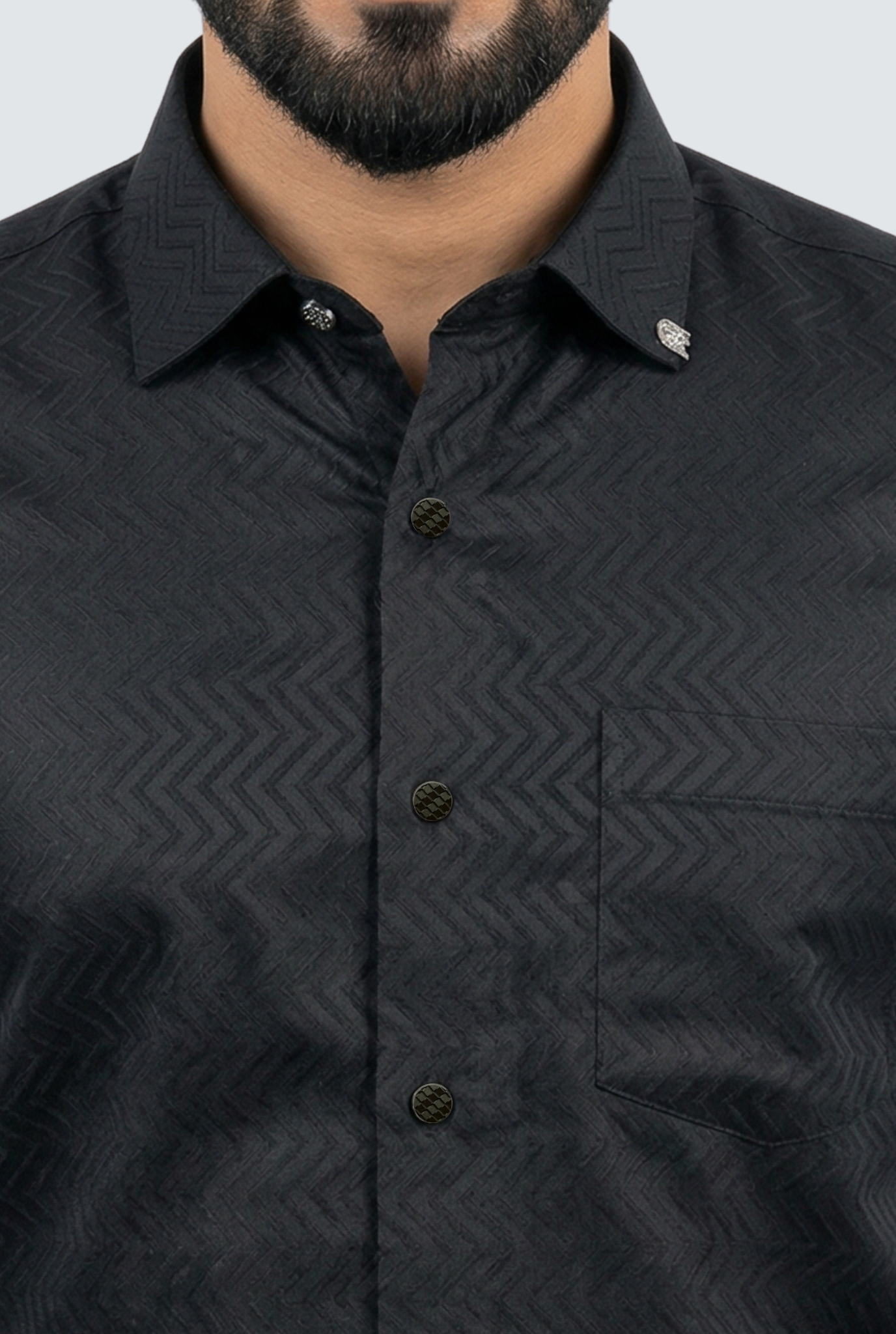 Men’s Elegant Slim Fit Black Dobby Cotton Shirt (1830)
