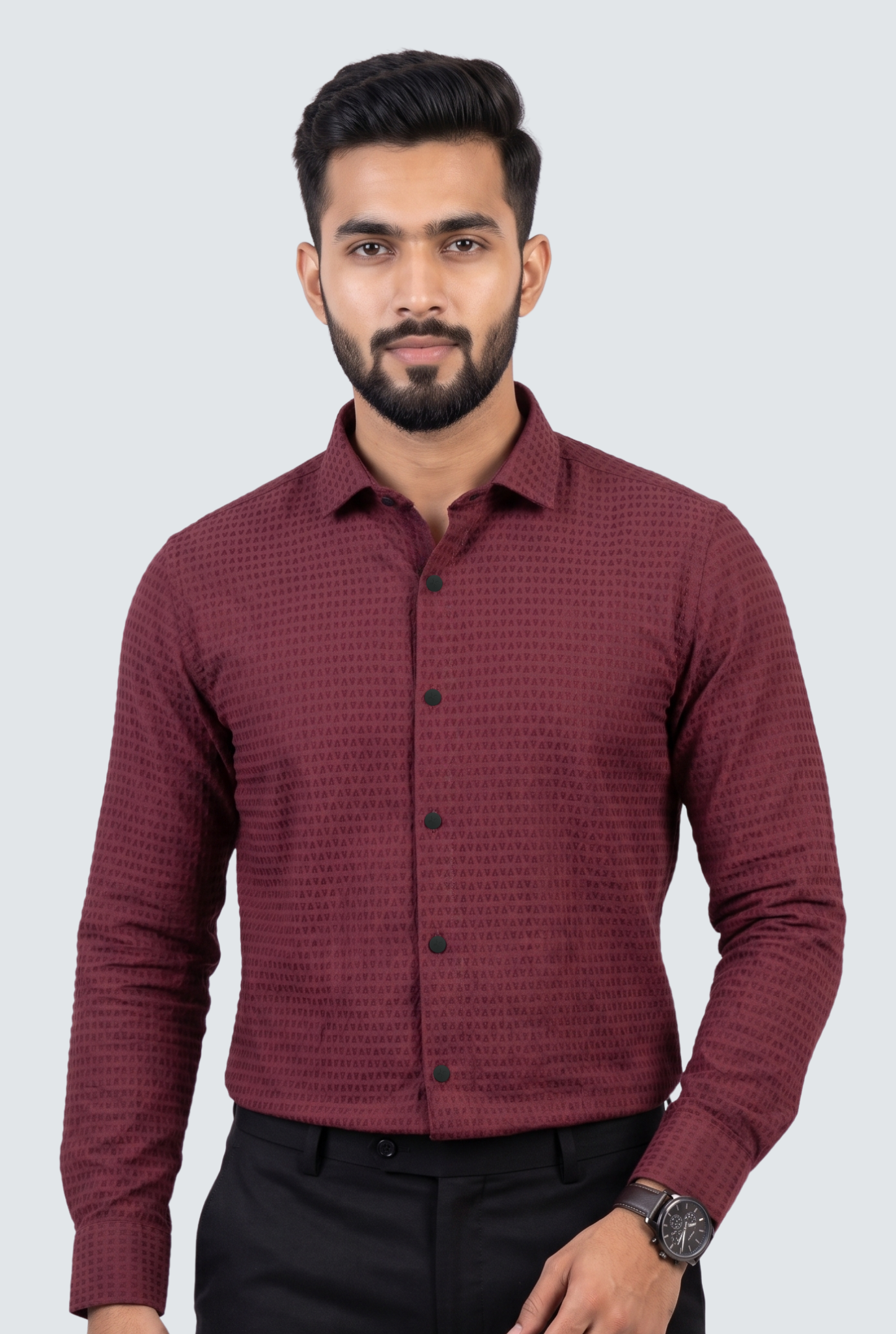 Men's Trendy Textured Shirt-Mehroon(1724)