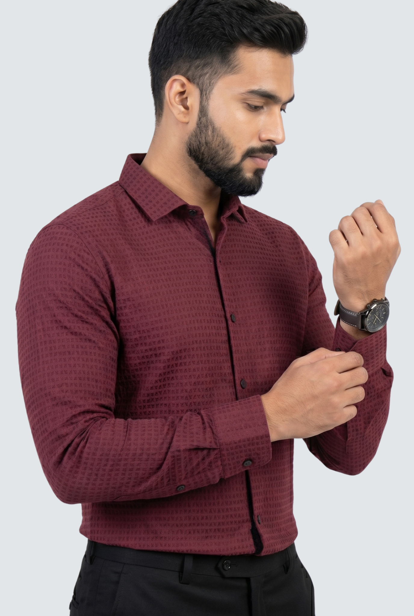Men's Trendy Textured Shirt-Mehroon(1724)