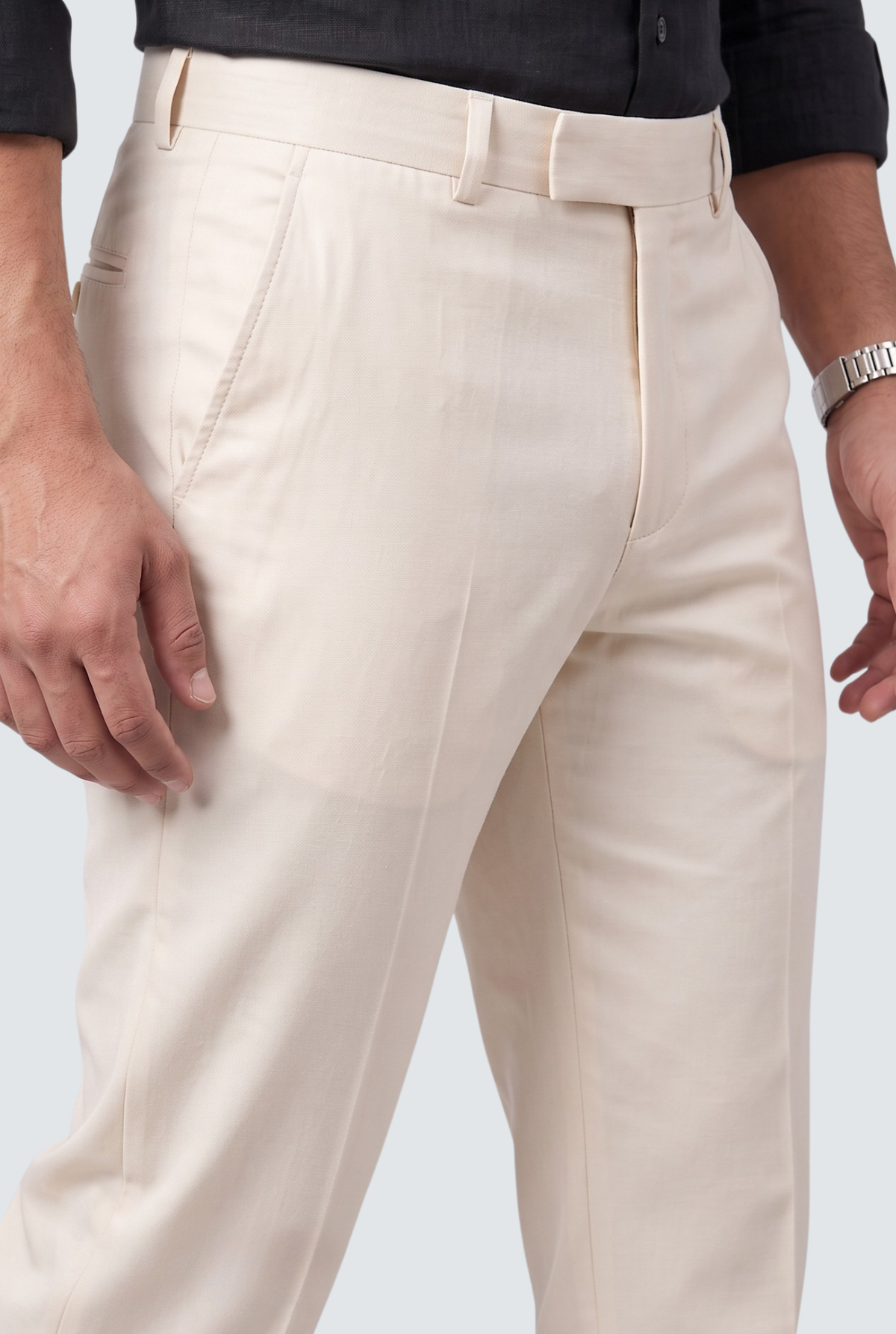Cream Regular Pants-(0005)