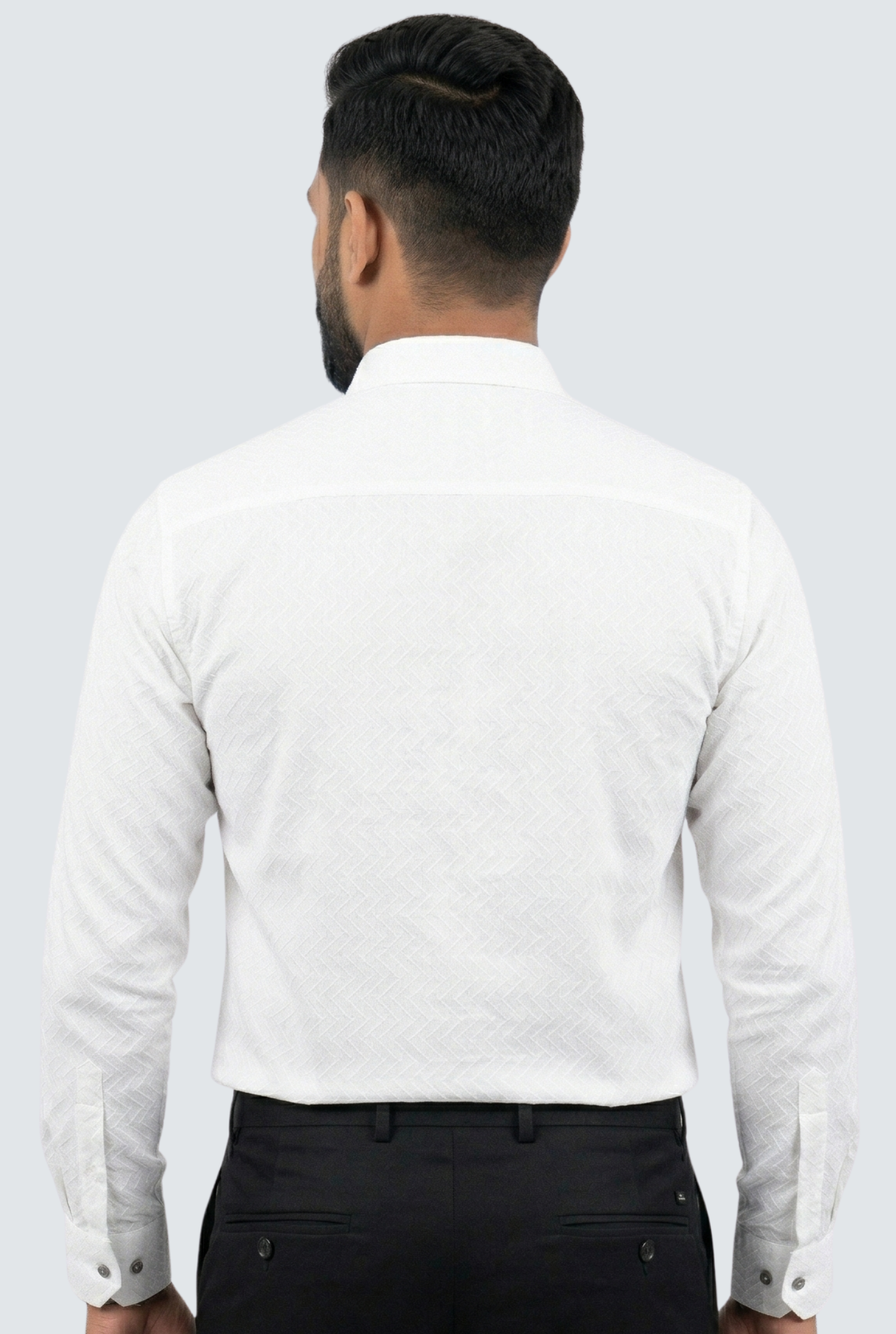 Men’s Elegant Slim Fit White Dobby Cotton Shirt (1830)