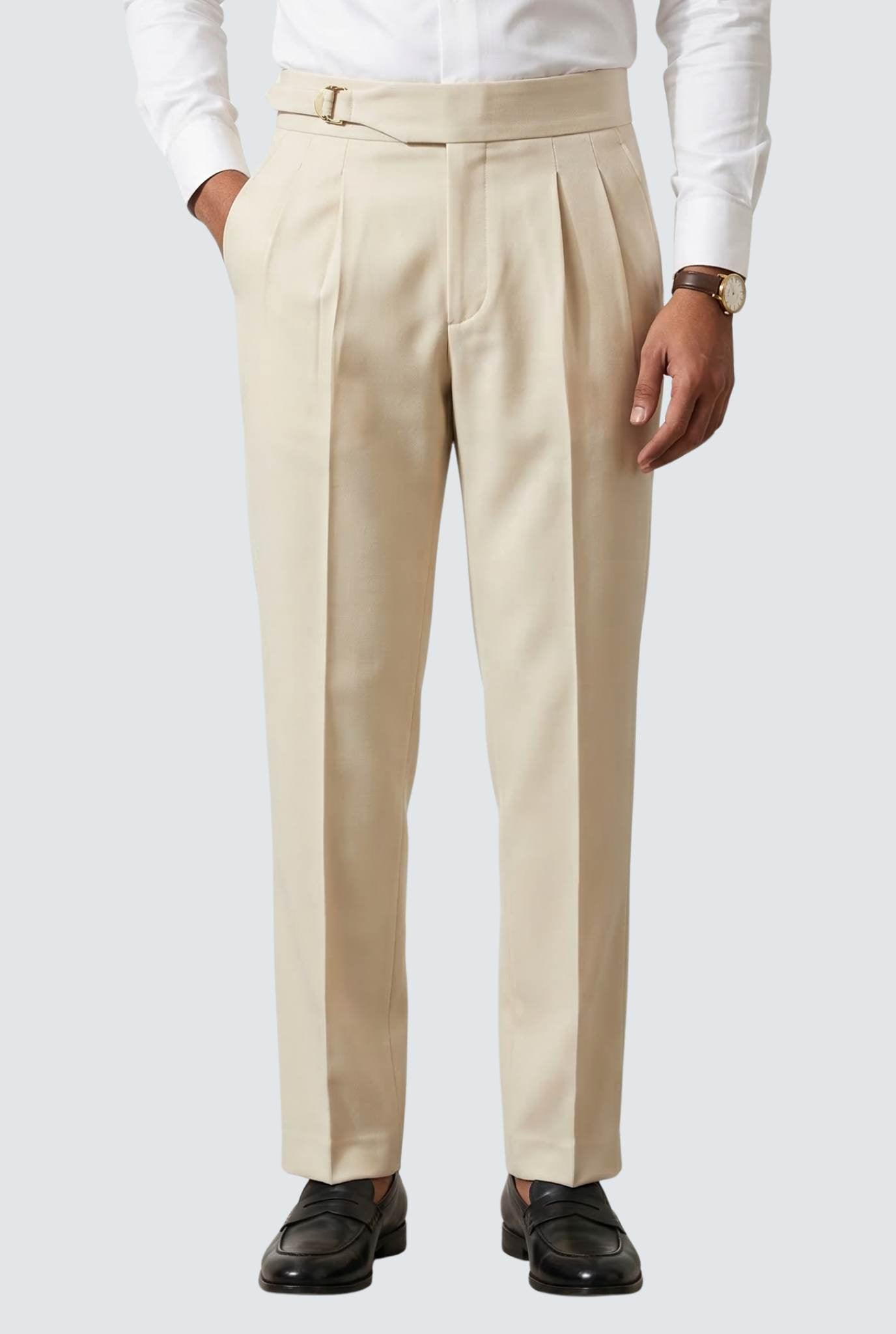 Korean Casual Cream Trouser For Men-Soft Fabric Comfort (0001)