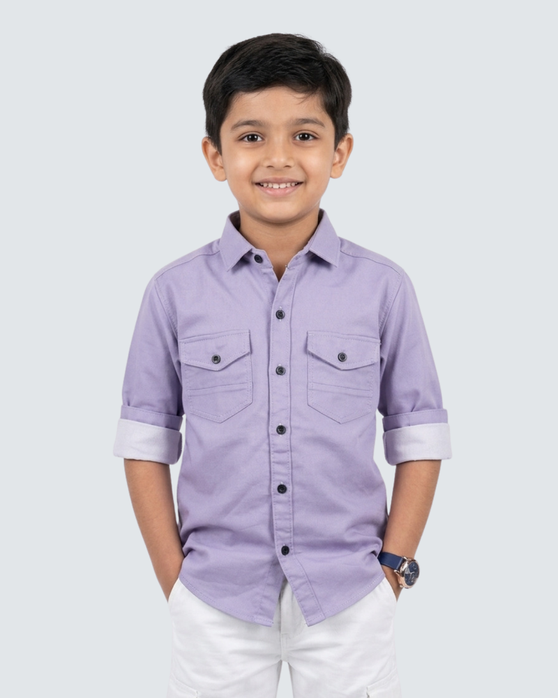 Lavender cotton shirt for Boys