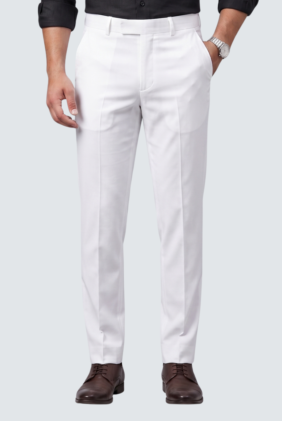 White Regular Pants-(0005)