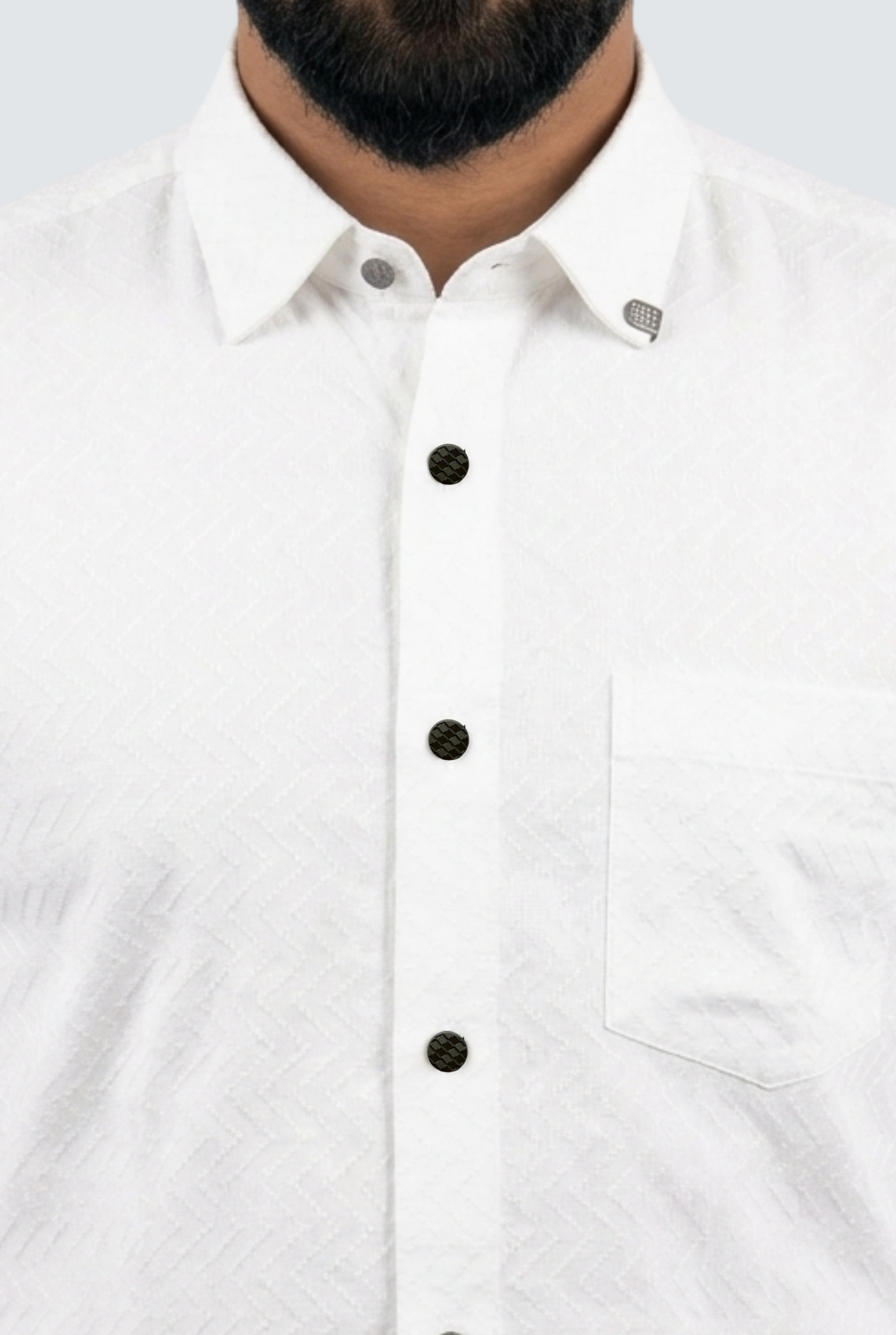 Men’s Elegant Slim Fit White Dobby Cotton Shirt (1830)
