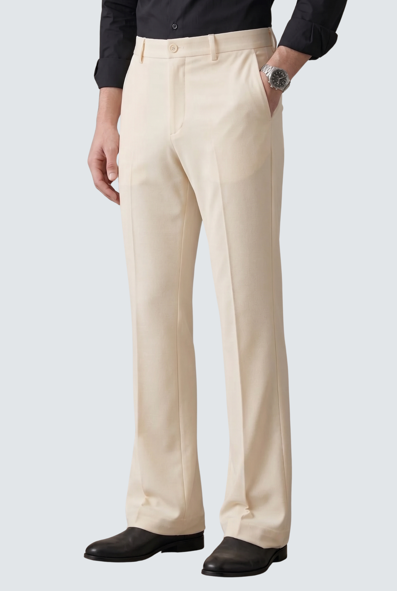Men’s Trendy Cream Korean Bootcut Trouser-(0002)