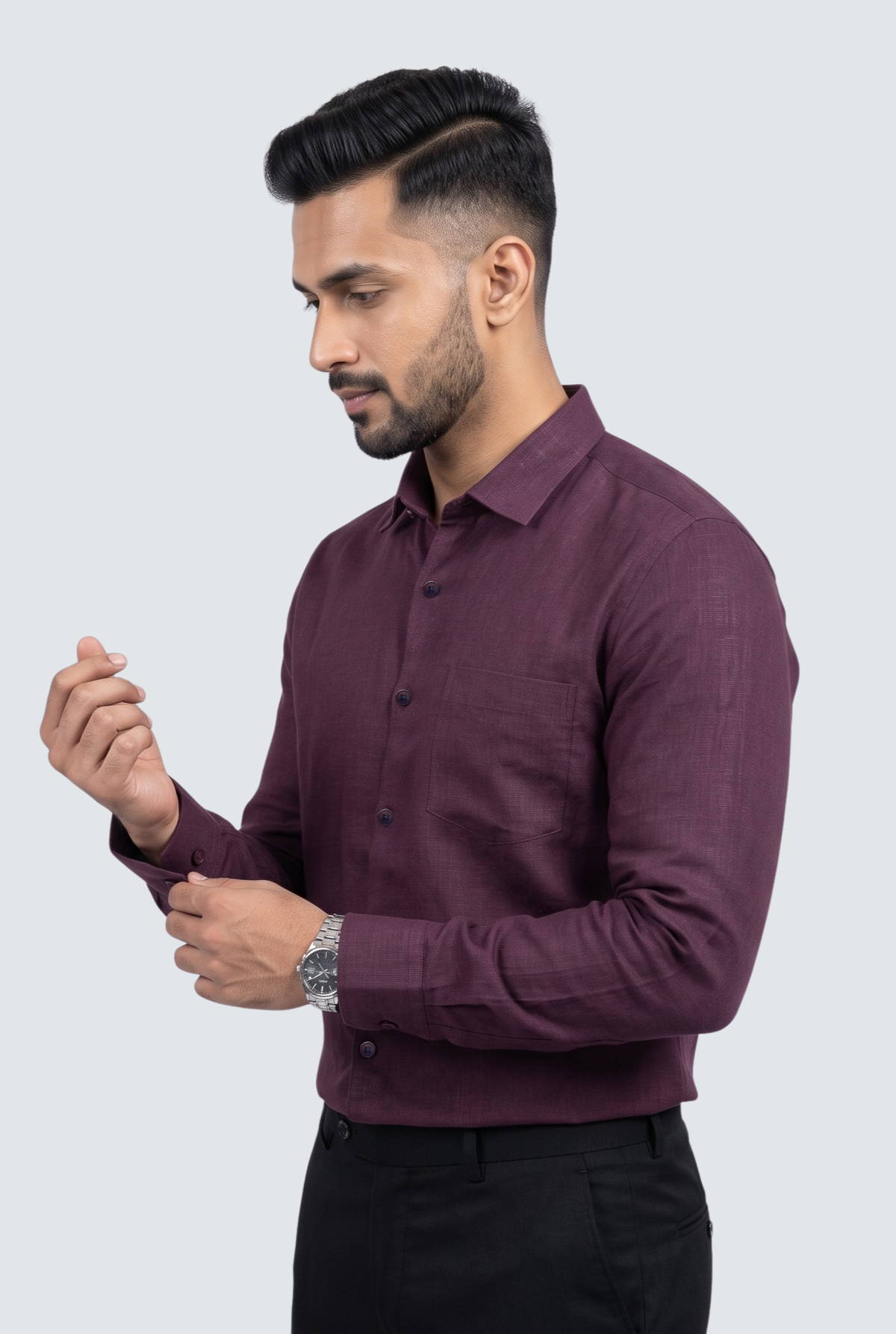 Wine Linen Shirt-(1923)