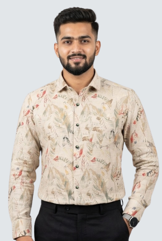 Men’s Casual Rust Linen Shirt – Lightweight & Breathable (1832)