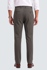 Men's dark grey straight-fit gurkha trousers, back view with crease-free seat