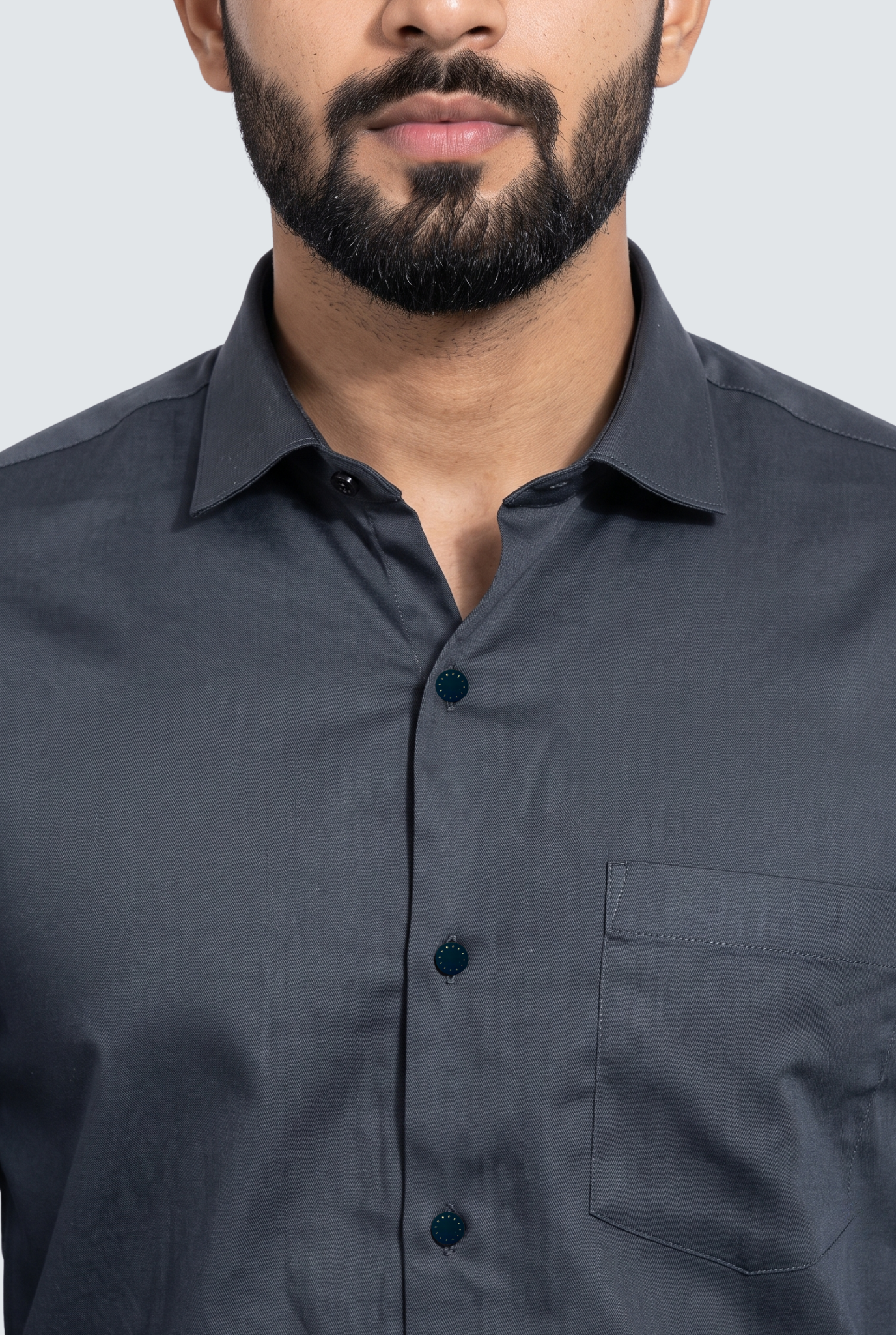 Men's Dark Grey Premium Cotton Satin Lycra Shirt-(CR-1)